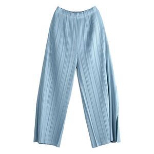 Pleats Please Blue Trousers - Cropped Trousers Women